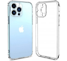 Силіконовий протиударний чохол панель Case + скло 9Н на Iphone 14 Pro із захистом камери прозорий (414142)