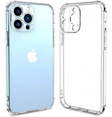 Силіконовий протиударний чохол панель Case + скло 9Н на Iphone 14 Pro із захистом камери прозорий (414142)