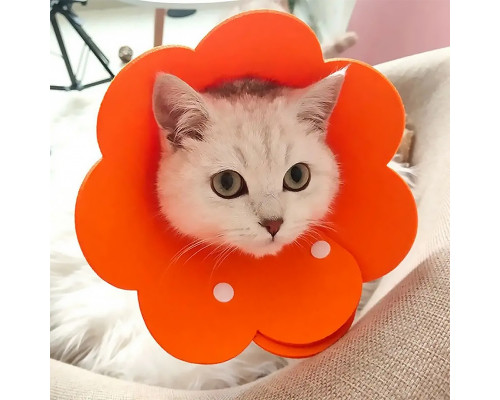 М'який комір-подушка для кішок Lesko DT-1063 Flower XL Orange післяопераційний М'який комір-подушка для кішок Lesko DT-1063 Flower XL Orange післяопераційний