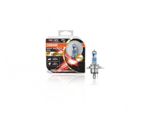 Автолампа OSRAM 64193NB200-HCB H4 Night Breaker +200% 60/55W 12V P43T HardDuopet Автолампа OSRAM 64193NB200-HCB H4 Night Breaker +200% 60/55W 12V P43T HardDuopet
