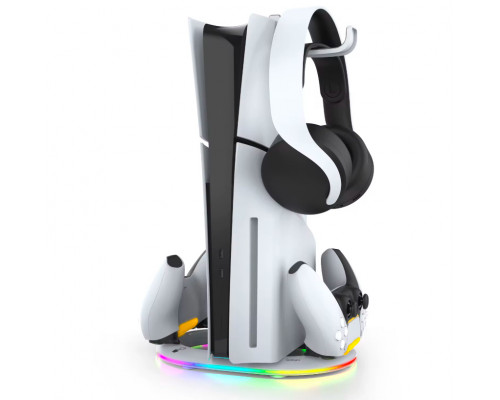 Зарядка-тримач для джойстика PS5 Slim iPega PlayStation 5 PS5 Slim DualSense на 2 геймпади Білий ( hub_pwgl58 )