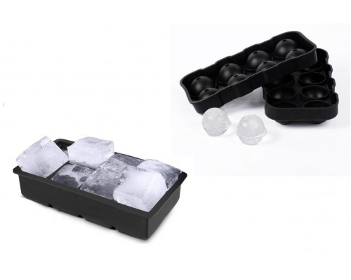 Набір силіконових форм для льоду Ice Куб і Куля 8 комірок 2 шт Чорний (C051352-51356)