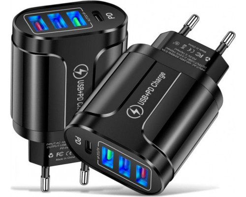 Зарядний пристрій Xiamen 3 USB Type-C V 2,4 A Black (050557) Зарядний пристрій Xiamen 3 USB Type-C V 2,4 A Black (050557)
