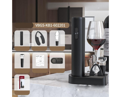 Набір для вина BAR 5в1 штопор на батарейках/аератор/пробка/ніж для фольги 5 предметів Чорний (C051397)