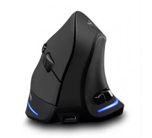 Вертикальна миша бездротова Zelotes F-35 з акумулятором та RGB підсвічуванням Black