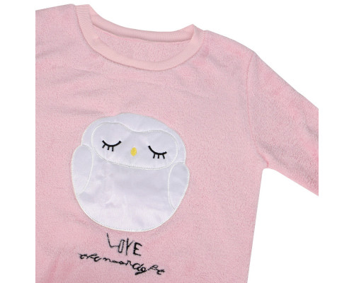 Жіноча тепла піжама Lesko Owl Pink 2XL костюм для дому Жіноча тепла піжама Lesko Owl Pink 2XL костюм для дому