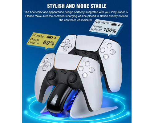 Зарядка для джойстика PS 5 Dobe Станція для PlayStation 5 PS 5 DualSense dualsense edge на 2 геймпади Білий Зарядка для джойстика PS 5 Dobe Станція для PlayStation 5 PS 5 DualSense dualsense edge на 2 геймпади Білий