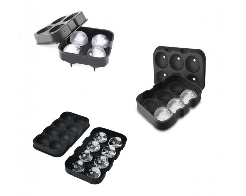 Набір силіконовий форм для льоду Ice Куля 3в1 4/6/8 комірок 3 шт Чорний (C051354-355-356)
