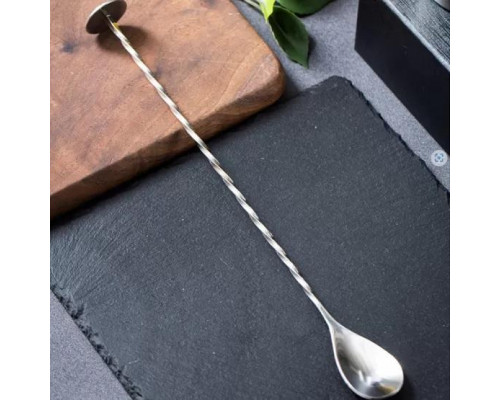 Набір барних коктейльних ложок ТМ з нержавіючої сталі 25,5 см 2 шт Сріблястий (С051370-2)