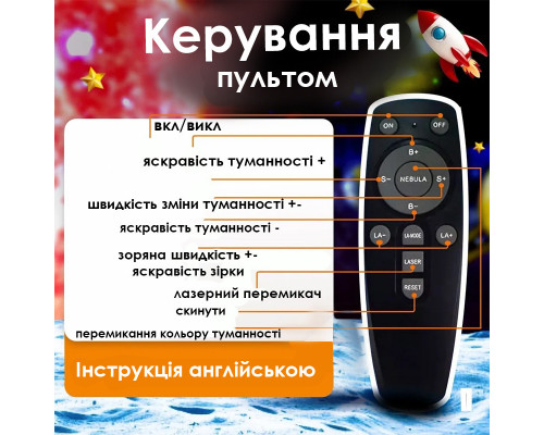 Проектор-нічник No Brand HR-F2 White Астронавт із гітарою 12,5х7,6 см 13059-83040