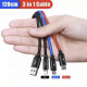 Універсальний USB кабель BASEUS 3 in 1 для заряджання пристроїв USB Type-C Micro USB Lightning 1.2 м Чорний