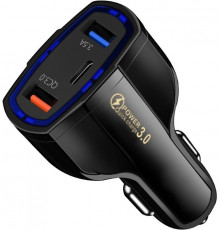 Автомобільний зарядний пристрій No Brand CWa 2USB Type-C PD35W QC 3.0 Black (03050553)