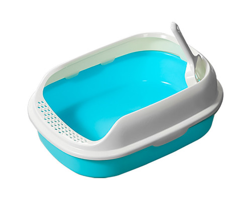 Туалет для кішок з лопаткою Taotaopets 226611 Blue 40х29х13.5 см Туалет для кішок з лопаткою Taotaopets 226611 Blue 40х29х13.5 см