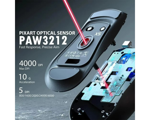 Миша бездротова Aattack SHARK X5 з акумулятором та підсвічуванням 2,4G+Bluetooth Black Миша бездротова Aattack SHARK X5 з акумулятором та підсвічуванням 2,4G+Bluetooth Black