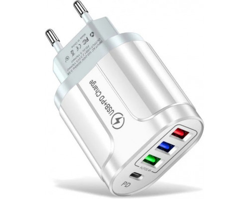 Зарядний пристрій Xiamen 3 USB Type-C V 2,4 A White (050558) Зарядний пристрій Xiamen 3 USB Type-C V 2,4 A White (050558)