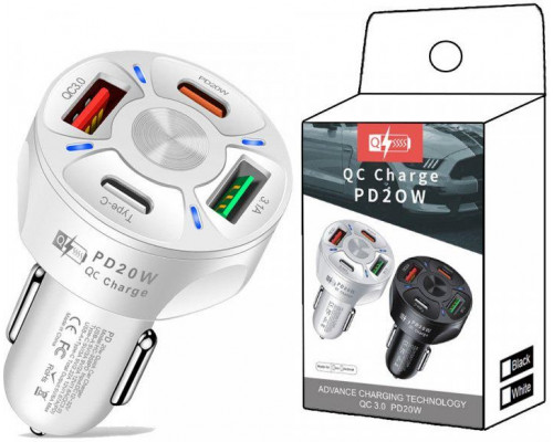 Зарядний пристрій Xiamen 2USB 2Type-C PD20W QC 3.0 White (050552) Зарядний пристрій Xiamen 2USB 2Type-C PD20W QC 3.0 White (050552)