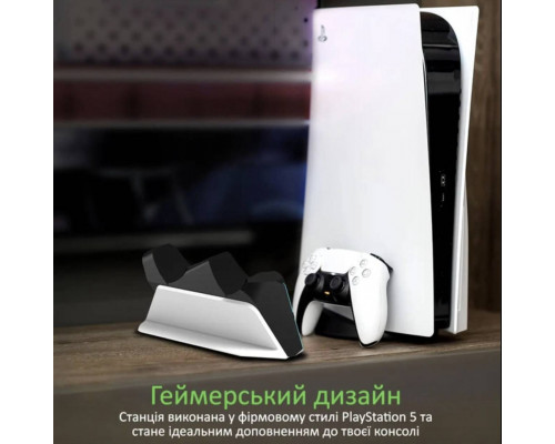 Зарядка для джойстика PS5 BebonCool для PlayStation 5 PS5 DualSense на 2 геймпади з LED підсвічуванням P5 Білий Зарядка для джойстика PS5 BebonCool для PlayStation 5 PS5 DualSense на 2 геймпади з LED підсвічуванням P5 Білий