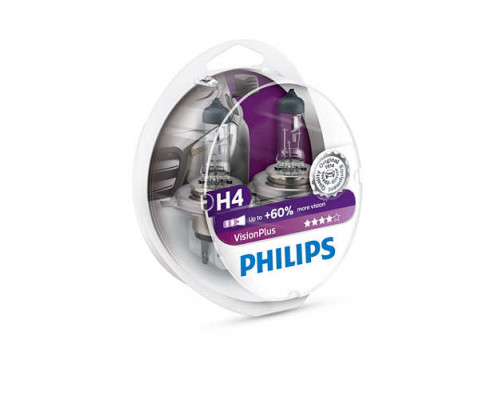 Автолампа PHILIPS 12342VPS2 H4 60/55W 12V P43t VisionPlus +60% Автолампа PHILIPS 12342VPS2 H4 60/55W 12V P43t VisionPlus +60%