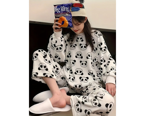 Жіноча піжама Lesko Panda M White-Black Жіноча піжама Lesko Panda M White-Black