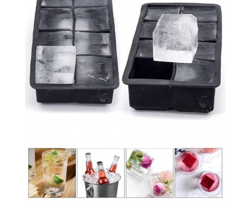 Форма для льоду силіконова Ice Кубики 8 комірок 21x11.5x5 см Чорний (C051352)