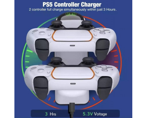 Зарядка для джойстика PS5 Dobe Станція для PlayStation 5 PS5 DualSense на 2 геймпади з LED підсвічуванням Білий Зарядка для джойстика PS5 Dobe Станція для PlayStation 5 PS5 DualSense на 2 геймпади з LED підсвічуванням Білий