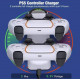 Зарядка для джойстика PS5 Dobe Станція для PlayStation 5 PS5 DualSense на 2 геймпади з LED підсвічуванням Білий
