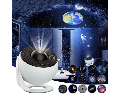Проєктор-нічник Globe Galaxy Projector 13 в 1 зоряне небо галактика Black-White
