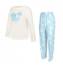Жіноча піжама Lesko Mickey Mouse White + Blue M домашній костюм
