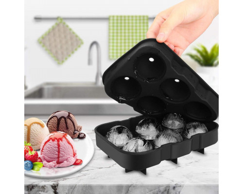 Форма для льоду силіконова Ice Куля 6 комірок 18,5x12,5x4,6 см Чорний (C051355)