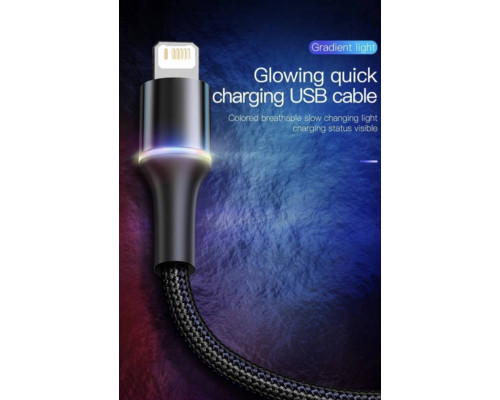 Зарядка USB кабель Bаseus для синхронізації і зарядки iPhone Apple Lightning led підсвічуванням 2 м Чорний Зарядка USB кабель Bаseus для синхронізації і зарядки iPhone Apple Lightning led підсвічуванням 2 м Чорний