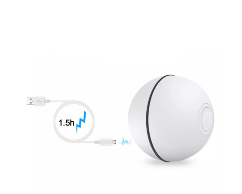 Іграшка для кішки Sundy USB smart м'яч-кулька з хаотичним рухом і червоною точкою, що випромінюється, Білий (301) Іграшка для кішки Sundy USB smart м'яч-кулька з хаотичним рухом і червоною точкою, що випромінюється, Білий (301)