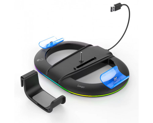 Вертикальна підставка для PS5 Slim iPega із тримачем для навушників DualSense на 2 геймпада Чорний ( hub_i0gmq3 )