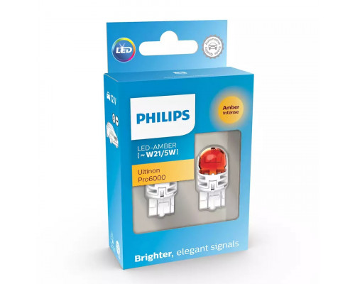 Комплект світлодіодних ламп Philips 11066AU60X2 W21/5W LED Ultinon Pro6000 SI 12V 2.5/0.5 W3x16q amber Комплект світлодіодних ламп Philips 11066AU60X2 W21/5W LED Ultinon Pro6000 SI 12V 2.5/0.5 W3x16q amber
