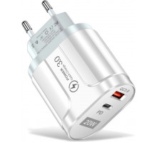 Зарядний пристрій Mirrow USB Type-C Super Charge/Quick Charge PD 20W White (365487822)