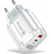 Зарядний пристрій Mirrow USB Type-C Super Charge/Quick Charge PD 20W White (365487822)