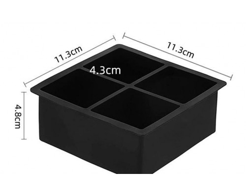 Форма для льоду силіконова Ice Кубики 4 комірки 11х11х5 см Чорний (С051348)