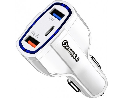 Автомобільний зарядний пристрій No Brand CWa 2USB Type-C PD35W QC 3.0 White (44050554) Автомобільний зарядний пристрій No Brand CWa 2USB Type-C PD35W QC 3.0 White (44050554)