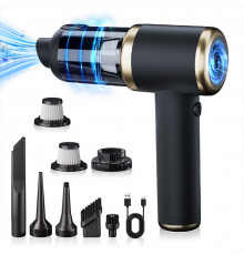Автомобільний пилосос HELLO LEIBOO T-132 Black+Gold + сумка 120 Вт TYPE-C 2000 mAh
