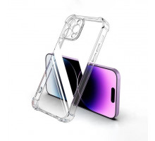 Силіконовий протиударний чохол панель Case + скло 9Н на Iphone 14 Pro Max із захистом камери прозорий (414143)