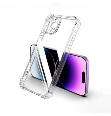 Силіконовий протиударний чохол панель Case + скло 9Н на Iphone 14 Pro Max із захистом камери прозорий (414143)