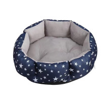 Лежак для котів собак круглий Lesko SY-2022-1208 Blue Stars S 40х18х12 см