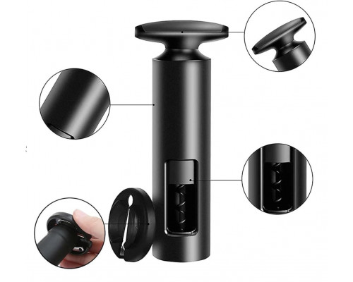 Набір для вина BAR 4в1 механічний штопор/аератор/пробка/ніж для фольги 4 предмети Чорний (C051399)