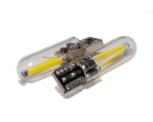 Світлодіодна лампа StarLight T10 1 діод COB 12V-24V 1W WHITE мультиполярна / скляна колба / друкована плата Black Світлодіодна лампа StarLight T10 1 діод COB 12V-24V 1W WHITE мультиполярна / скляна колба / друкована плата Black
