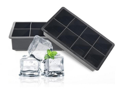 Форма для льоду силіконова Ice з кришкою Кубики 8 комірок 21x11.5x5 см Чорний (С051353)