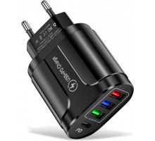 Зарядний пристрій Xiamen 3 USB Type-C V 2,4 A Black (050557)