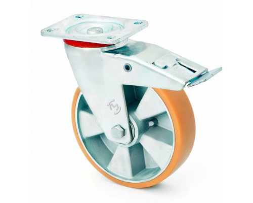 Колесо KAMA поворотне Standart з кріпильною панеллю та гальмом 80 мм (4404-ST-080-B)