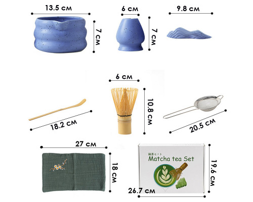 Набір для приготування чаю матчу No Brand Matcha SD5458 Blue 7 предметів 13273-85687