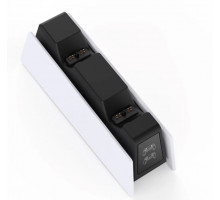 Зарядка для джойстика BebonCool PlayStation 5 PS5 DualSense Dualsense Edge на 2 геймпади з LED RGB Білий