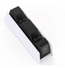 Зарядка для джойстика BebonCool PlayStation 5 PS5 DualSense Dualsense Edge на 2 геймпади з LED RGB Білий
