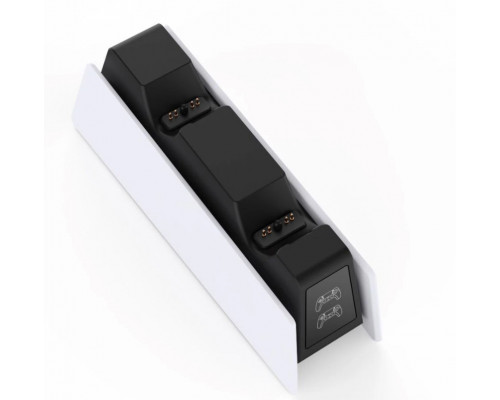 Зарядка для джойстика BebonCool PlayStation 5 PS5 DualSense Dualsense Edge на 2 геймпади з LED RGB Білий Зарядка для джойстика BebonCool PlayStation 5 PS5 DualSense Dualsense Edge на 2 геймпади з LED RGB Білий